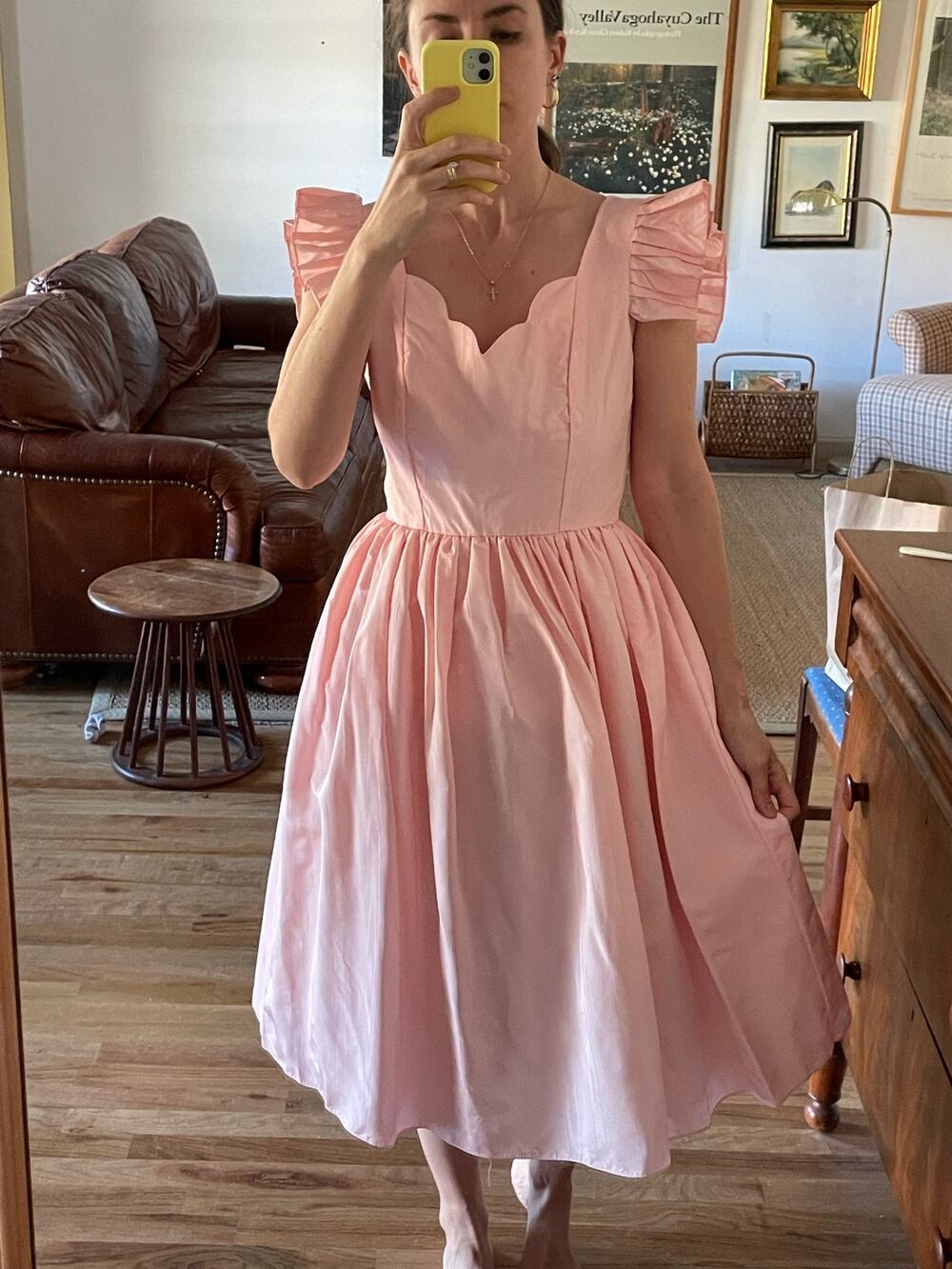 Vintage Pink Taffeta Party Dress Size Small